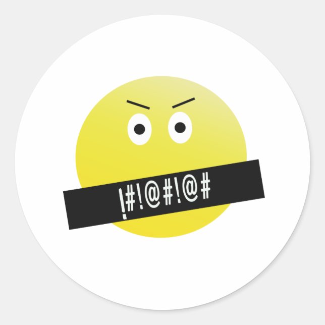 Angry Emoji Classic Round Sticker (Front)