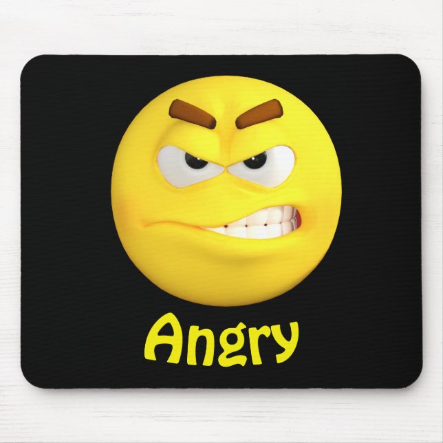 Angry Emoji Emoticon Cartoon Face Mouse Mat (Front)