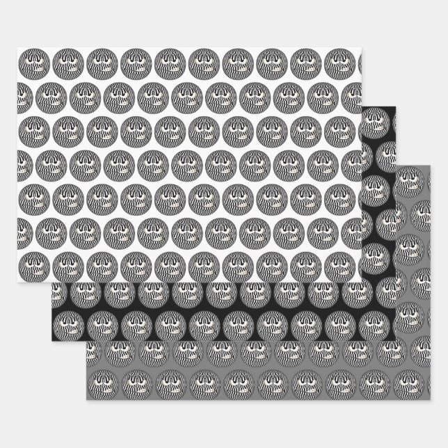 Angry Emoticon Face Tiled Pattern Wrapping Paper Sheet (Set)