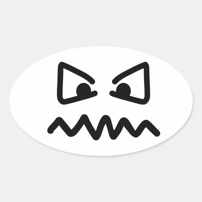 Angry eyes face oval sticker (Front)