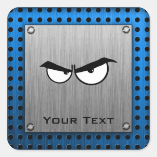 Angry Eyes; Metal-look Square Sticker