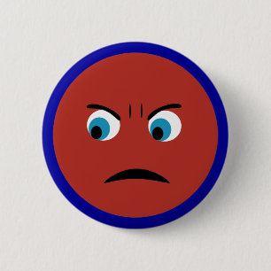 Angry Face 6 Cm Round Badge