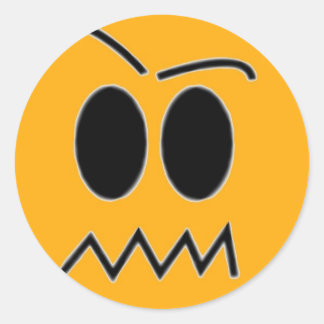 angry face classic round sticker