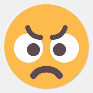 Angry Face Cute Fun Editable Colours Emoji Classic Round Sticker