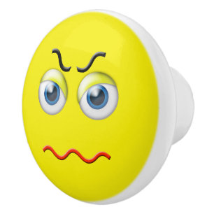 Angry Face Emoji Ceramic Knob