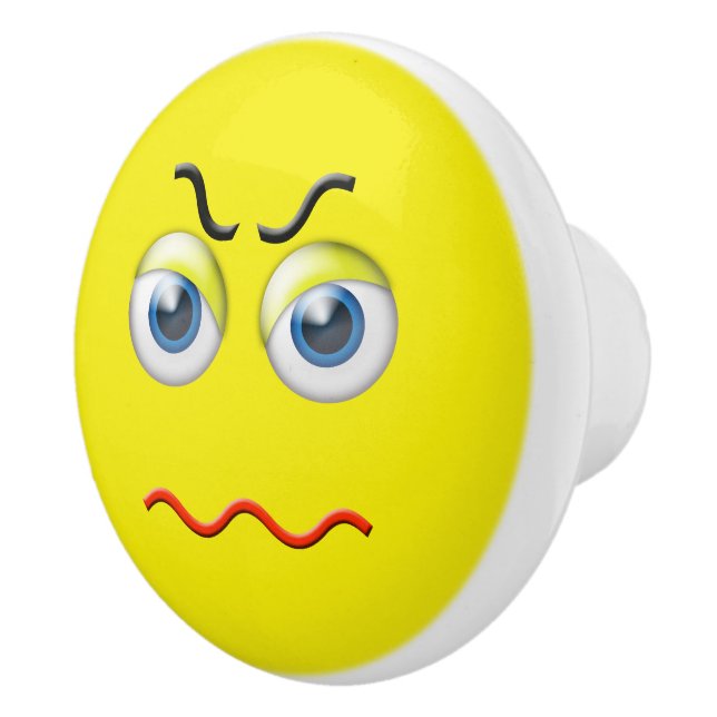Angry Face Emoji Ceramic Knob (Right)