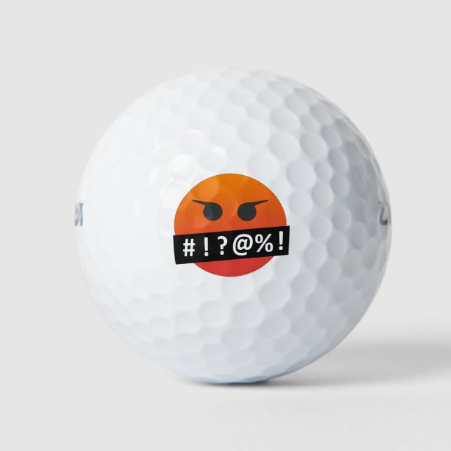 Angry Face Emoji Golf Balls (Front)
