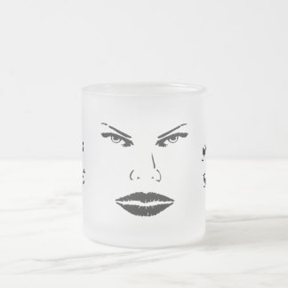 Angry face frosted glass coffee mug