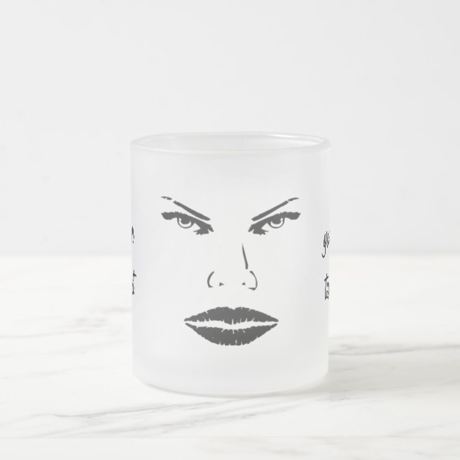 Angry face frosted glass coffee mug (Center)