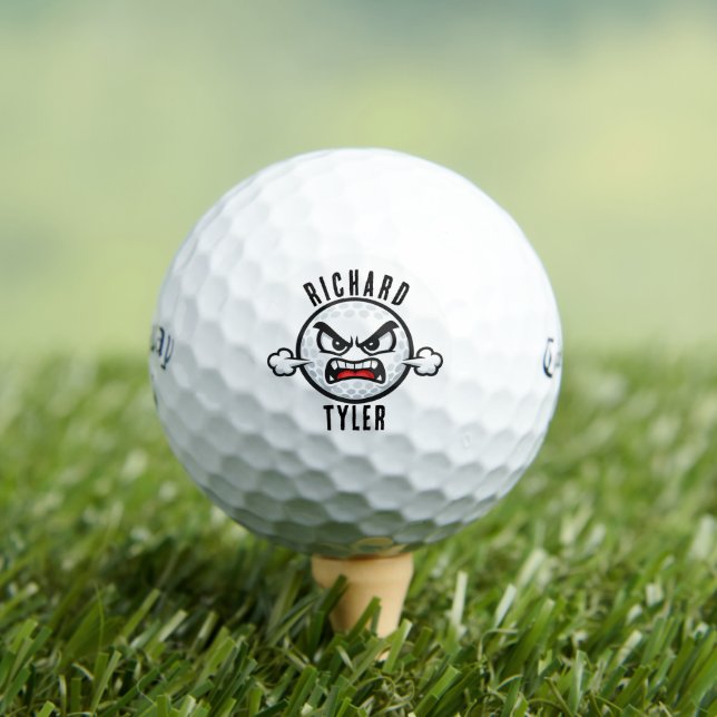 Angry Face Golf Ball - Custom Name Funny Callaway (Insitu Tee)