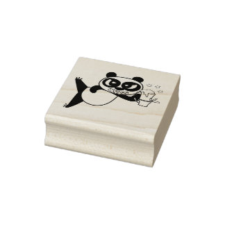 Angry Face Panda cheer up Rubber Stamp