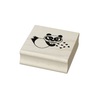Angry Face Panda kiss kiss Rubber Stamp