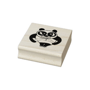 Angry Face Panda Work Out Rubber Stamp
