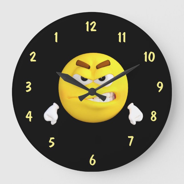 Angry Face Reverse Dial Large Clock (Front)