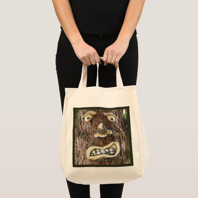 Angry Face Tree Halloween Tote Bag (Front (Product))