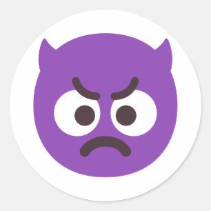 Angry Face with Horns Editable Colours Cute and Fu Classic Round Sticker