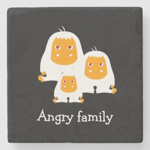 Angry family Monkeys design Stone Coaster