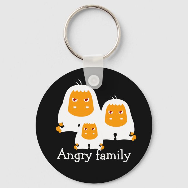 Angry family Monkeys design T-Shirt Key Ring (Front)