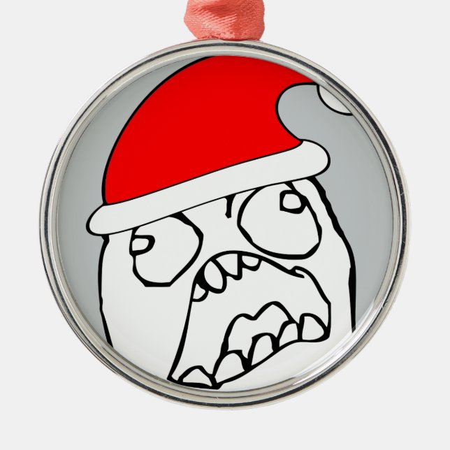 Angry FFFUUU xmas meme Metal Tree Decoration (Front)