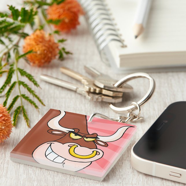 Angry Fierce Bull Mascot with Nose Ring  Key Ring (Creator Uploaded)
