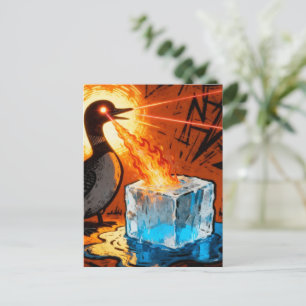 Angry fire breathing MN Loon melting ice Postcard