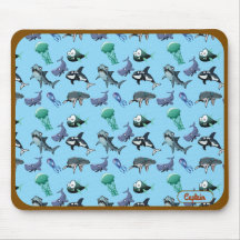 Angry Fish & Shark Ocean Theme Mouse Pad | Custom