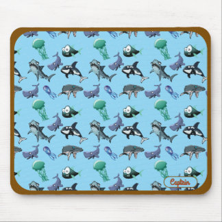 Angry Fish & Shark Ocean Theme Mouse Pad | Custom
