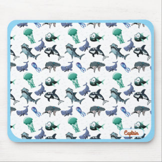 Angry Fish & Shark Ocean Theme Mouse Pad | Custom