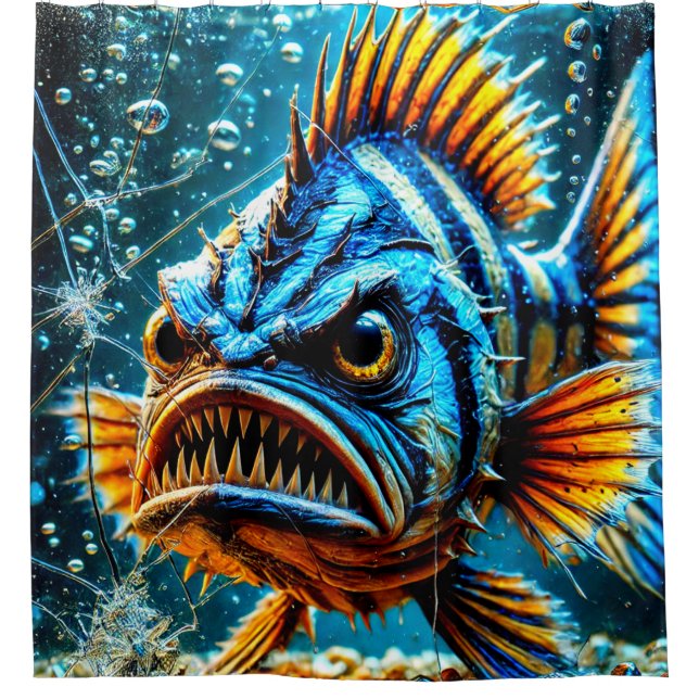Angry Fish Shower Curtain (Front)