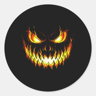 Angry Flame Pumpkin Halloween Costume Men Women Classic Round Sticker