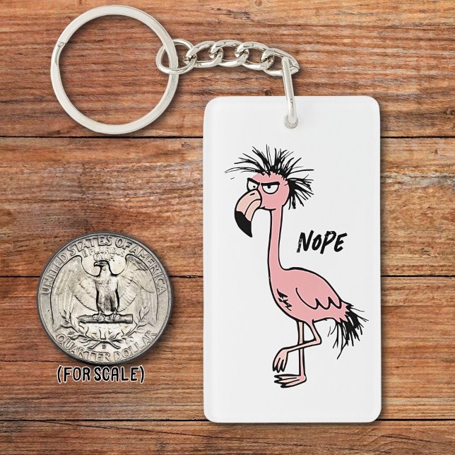 Angry Flamingo Drawing Sarcastic Phrase Bag Charm Key Ring (Creator Uploaded)