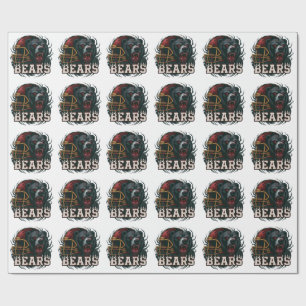 Angry Football Bear Mascot Red Helmet Game Day Wrapping Paper