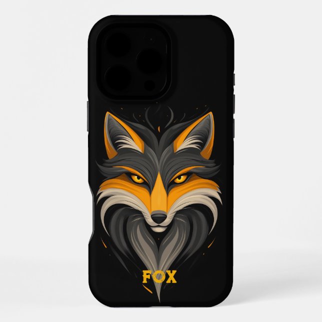 Angry Fox Black iPhone Case (Back)