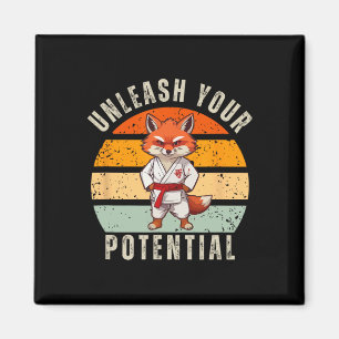 Angry Fox Japanese Self Defence Karate Retro Magnet