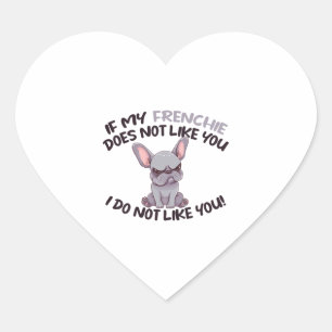 Angry Frenchie (Grey) - Unique Design Heart Sticker