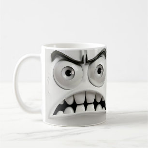 Angry Funny Face   Off White Back Ground Coffee Mug