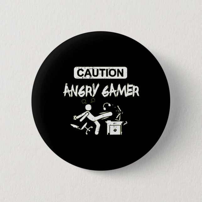 Angry Gamer Computer Funny Video Game Gift  6 Cm Round Badge (Front)