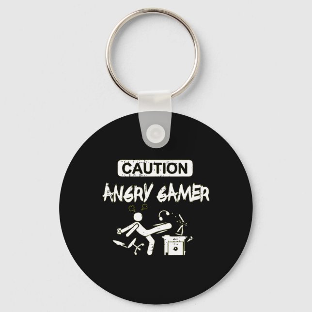 Angry Gamer Computer Funny Video Game Gift  Key Ring (Front)