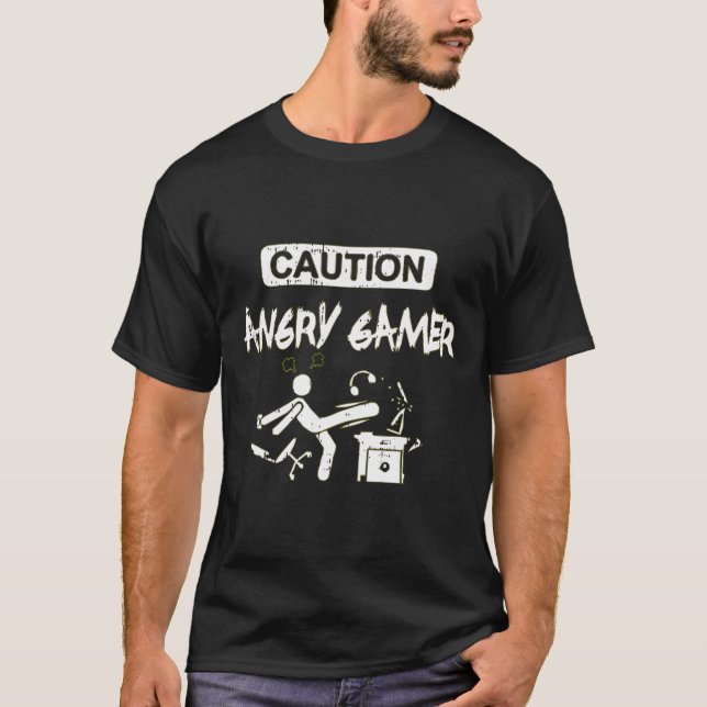 Angry Gamer Computer Funny Video Game Gift  T-Shirt (Front)
