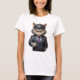 Angry gangster cat cute funny angry cat T-Shirt