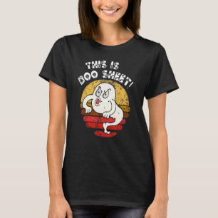 angry ghost boo sheet pun retro sunset Halloween 1 T-Shirt