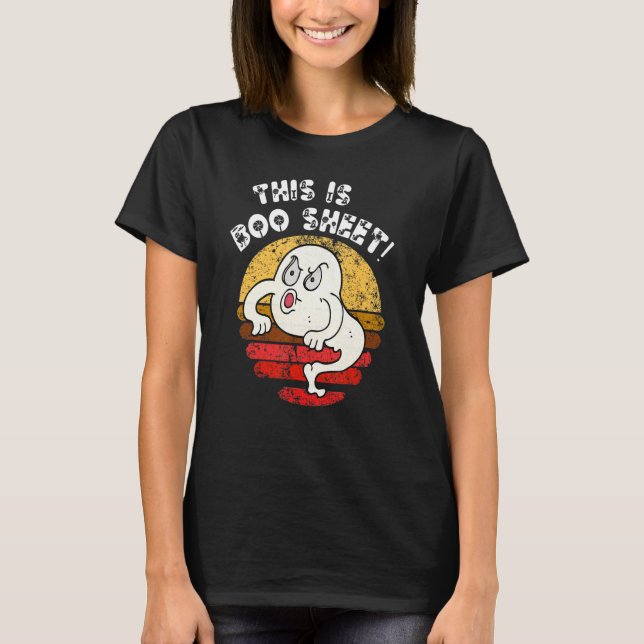 angry ghost boo sheet pun retro sunset Halloween 1 T-Shirt (Front)