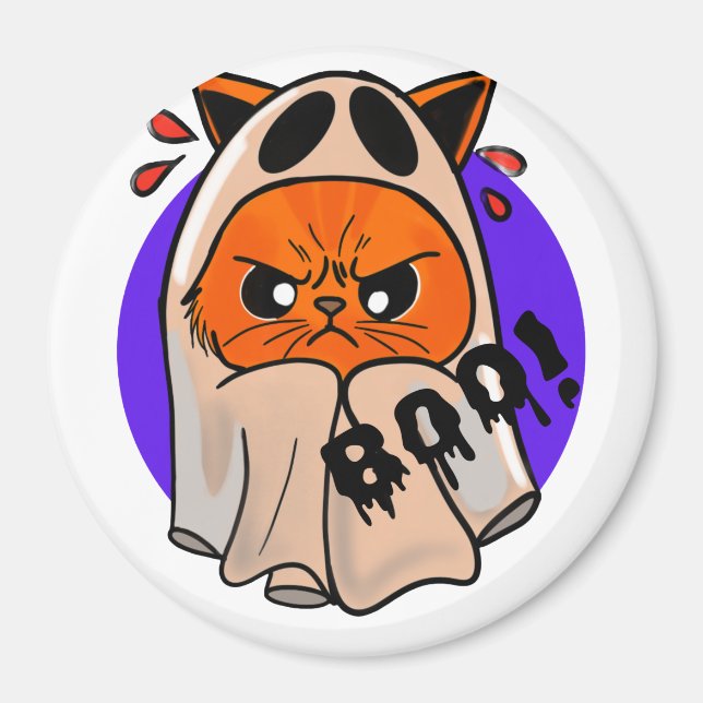 Angry Ghost Cat Magnet (Front)
