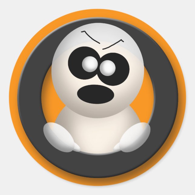Angry Ghost - Orange Halloween Stickers (Front)