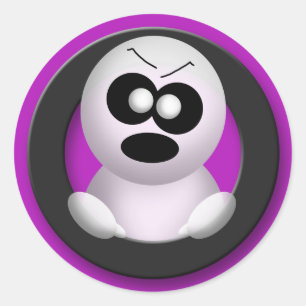 Angry Ghost - Purple Halloween Stickers