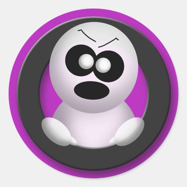 Angry Ghost - Purple Halloween Stickers (Front)