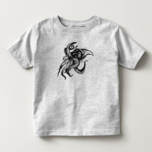 Angry Giant Squid in Black Toddler T-Shirt