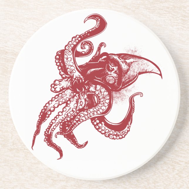 Angry Giant Squid in Red Coaster (Front)