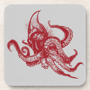 Angry Giant Squid in Red Coaster