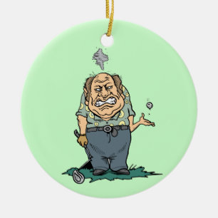 Angry Golfer T-shirts and Gifts Ceramic Tree Decoration